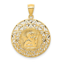 14k Gold Polished Angel D/C Medal Pendant