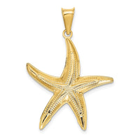 14k and Rhodium Diamond-cut Polished Starfish Pendant 3