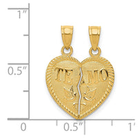 14k Break Apart Diamond-cut TE AMO Heart Pendant