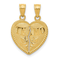 14k Break Apart Diamond-cut TE AMO Heart Pendant