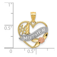 14k Yellow and Rose w/Rhodium D/C #1 Mother Heart w/Rose Pendant
