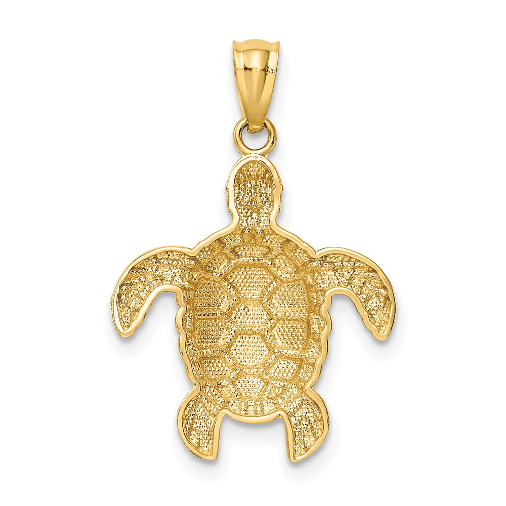 14k Diamond-cut Polished Sea Turtle Pendant 3