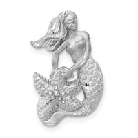 14K White Gold Satin and Diamond-Cut Mermaid Slide
