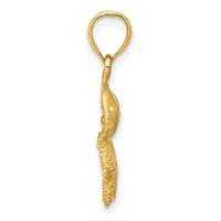 14k Satin Diamond-cut Fish, Starfish and Sand Dollar Pendant 2