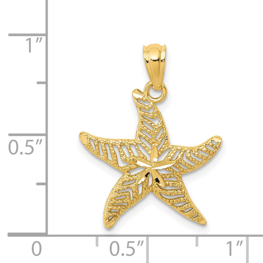 14k Diamond-cut Polished Filigree Starfish Pendant 3