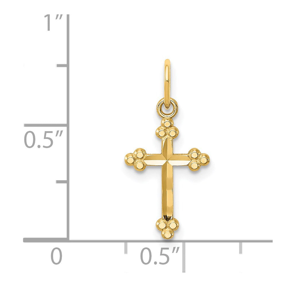 14k Small D/C Budded Cross Pendant