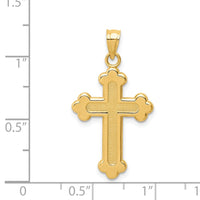 14K Satin and Polished Budded Cross Pendant