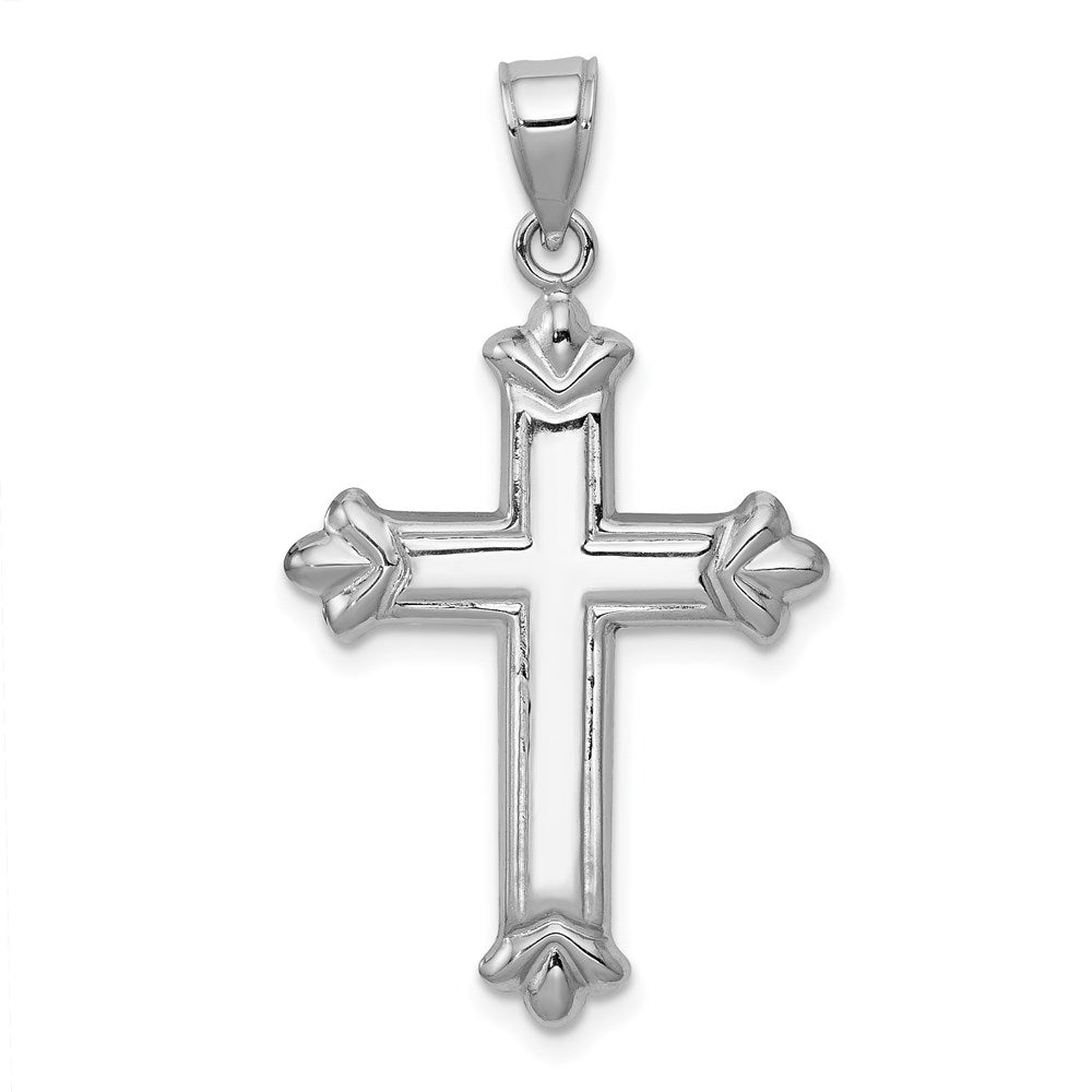 14k White Gold Reversible Diamond-cut Cross Pendant