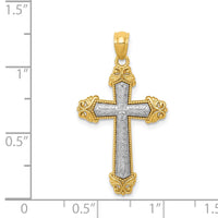 14k Two-tone Polished Cross Pendant