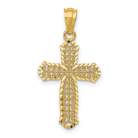 14k Diamond-cut Polished Filigree Cross Pendant
