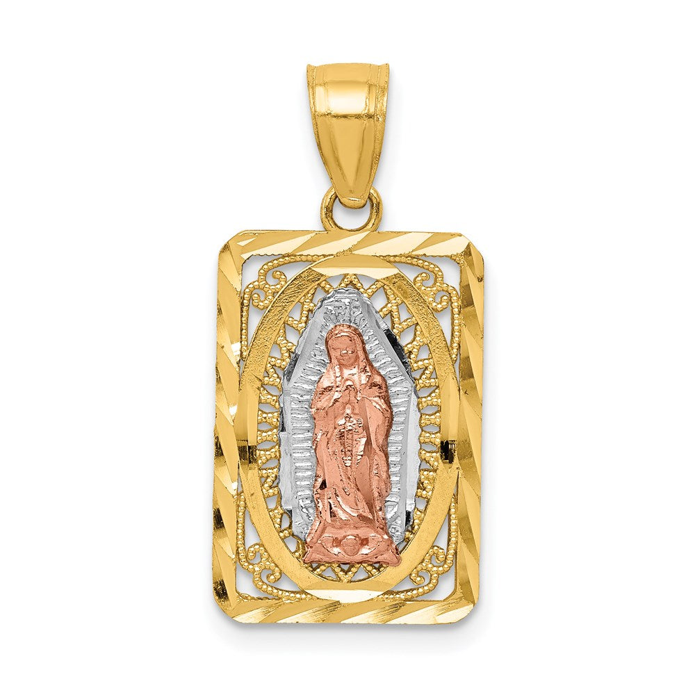 14k Two-tone w/White Rhodium D/C Lady of Guadalupe Pendant