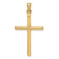 14k Hollow Diamond-cut Cross Pendant