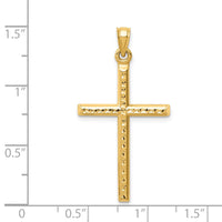 14k Hollow Diamond-cut Cross Pendant