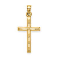 14k Hollow Diamond-cut Cross Pendant