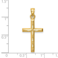 14k Hollow Diamond-cut Cross Pendant