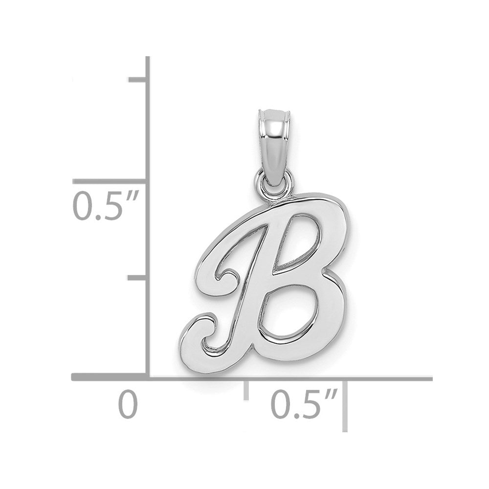 14KW White Gold Script Letter B Initial Pendant