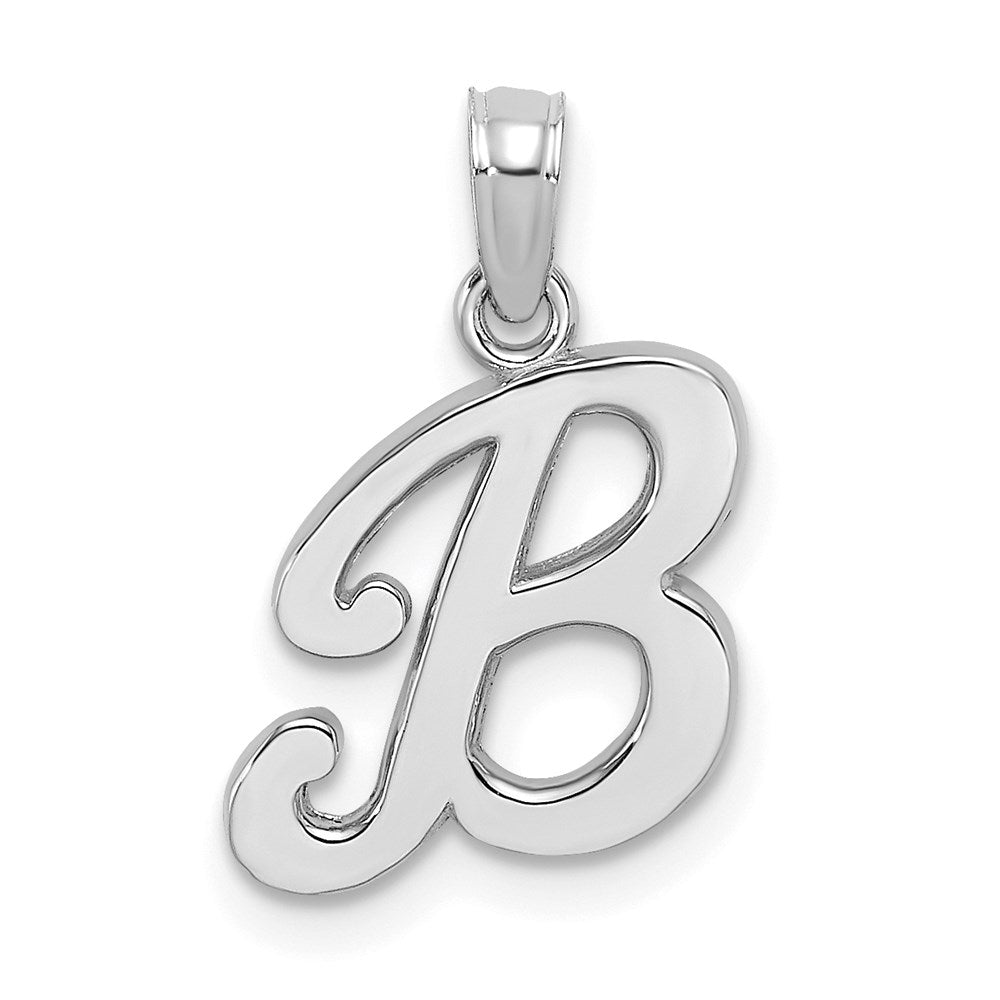 14KW White Gold Script Letter B Initial Pendant