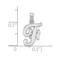 14KW White Gold Script Letter F Initial Pendant