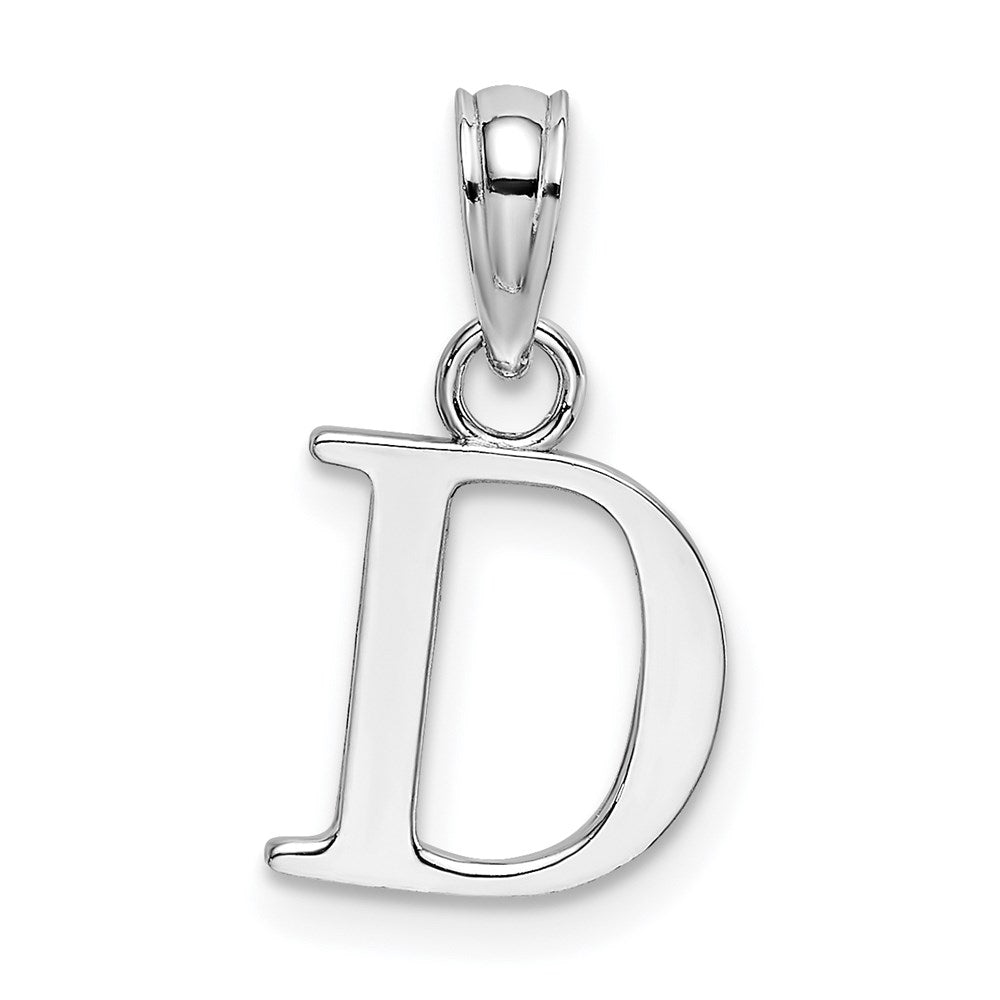 14KW Polished Block Letter D Initial Pendant