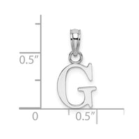 14K White Gold Polished Block Letter G Initial Pendant