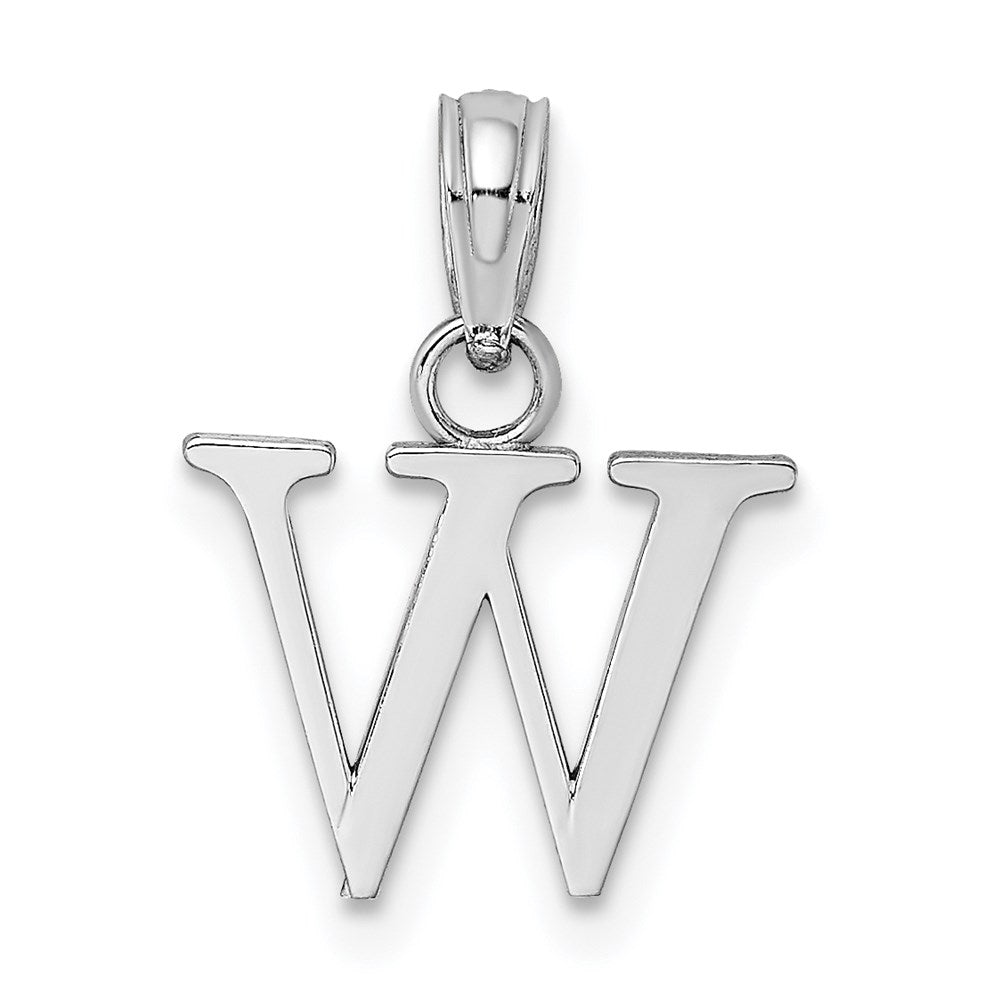 14K White Gold Polished Block Letter W Initial Pendant