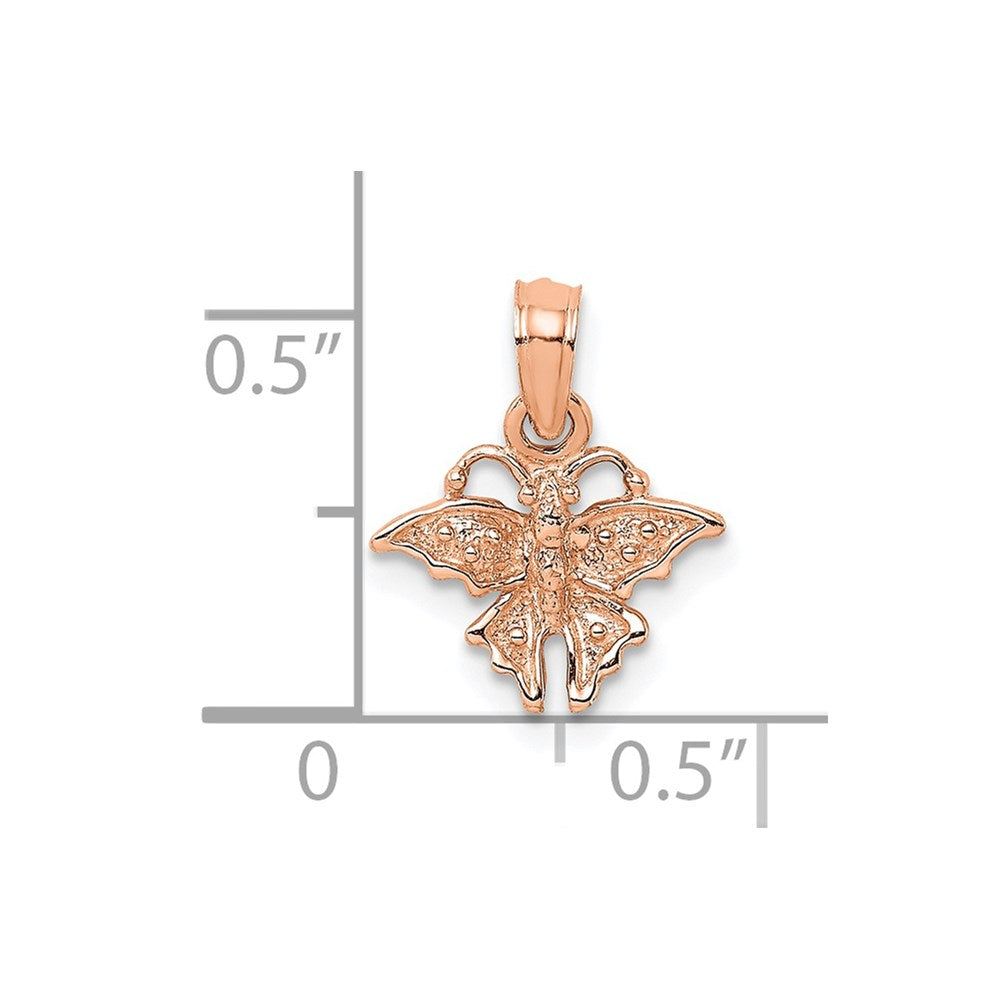 14K Rose Gold Textured Mini Butterfly Charm