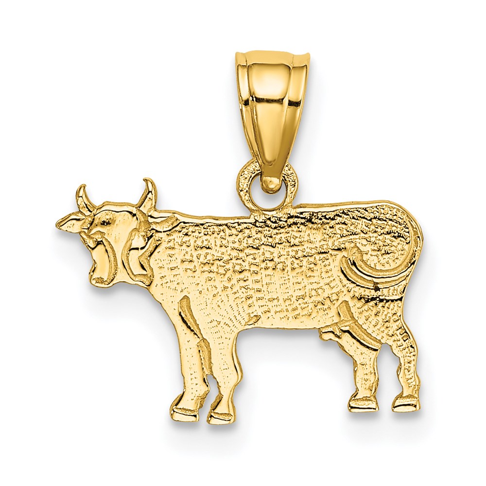 14K Flat and Engraved Cow Charm