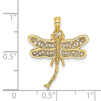 14K Dragonfly w/Beaded Filigree Wings Charm