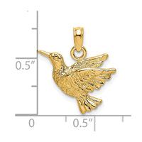 14K Engraved Hummingbird Charm