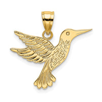 14K Polished and Engraved Hummingbird Charm