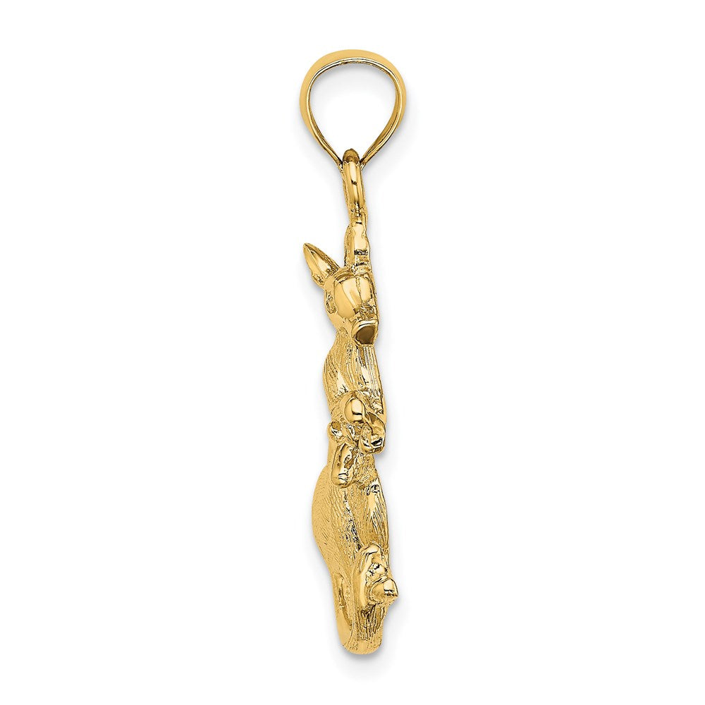 14K 2-D Kangaroo with Baby in Pouch Pendant