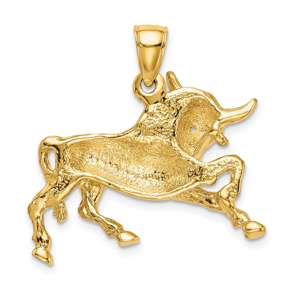 14K Polished Raging Bull with Horns Charm