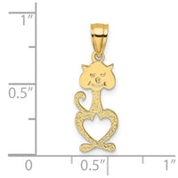 14K Cut-Out Engraved Cat Charm
