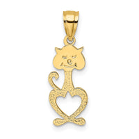 14K Cut-Out Engraved Cat Charm
