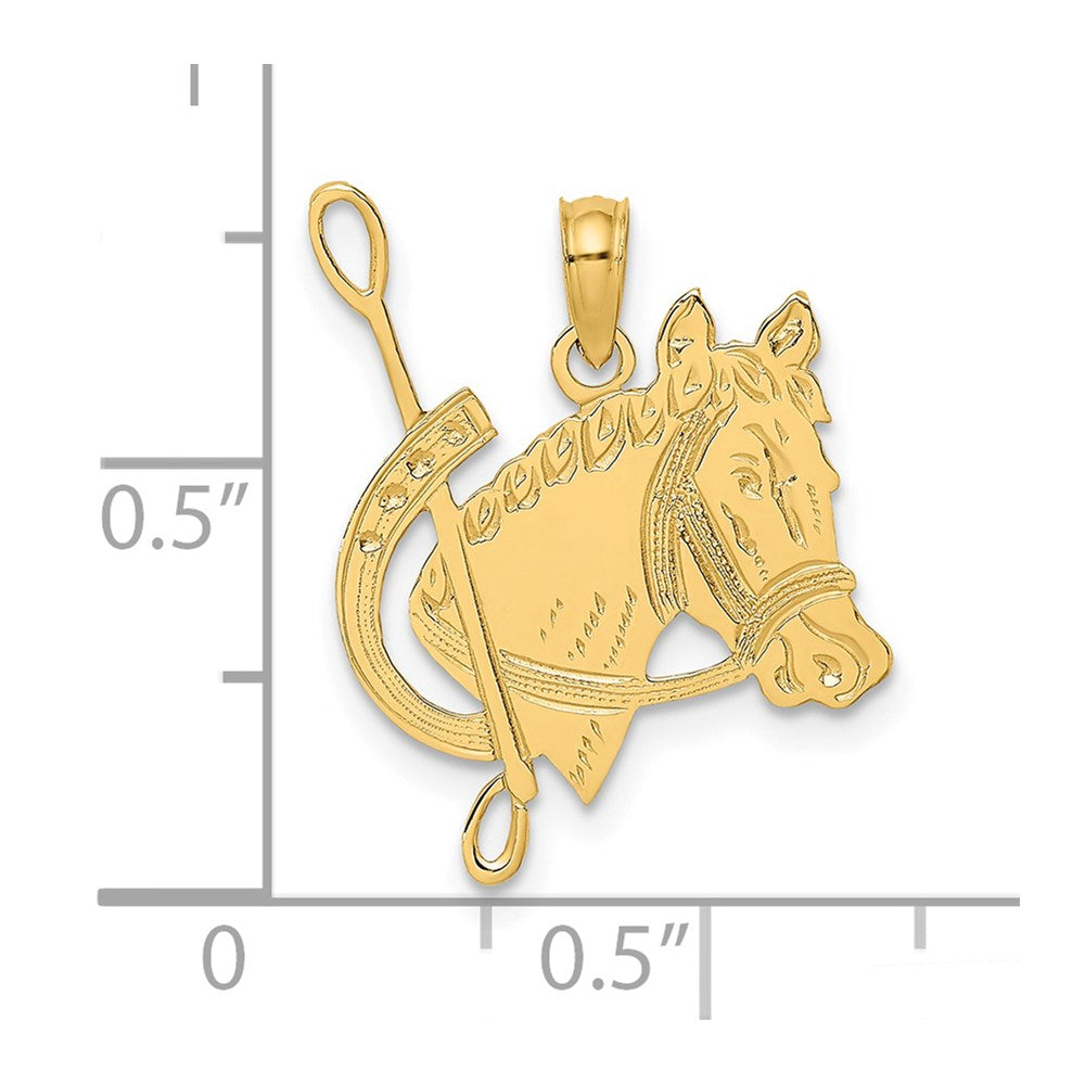 14K Textured Horse Head and Shoe Charm