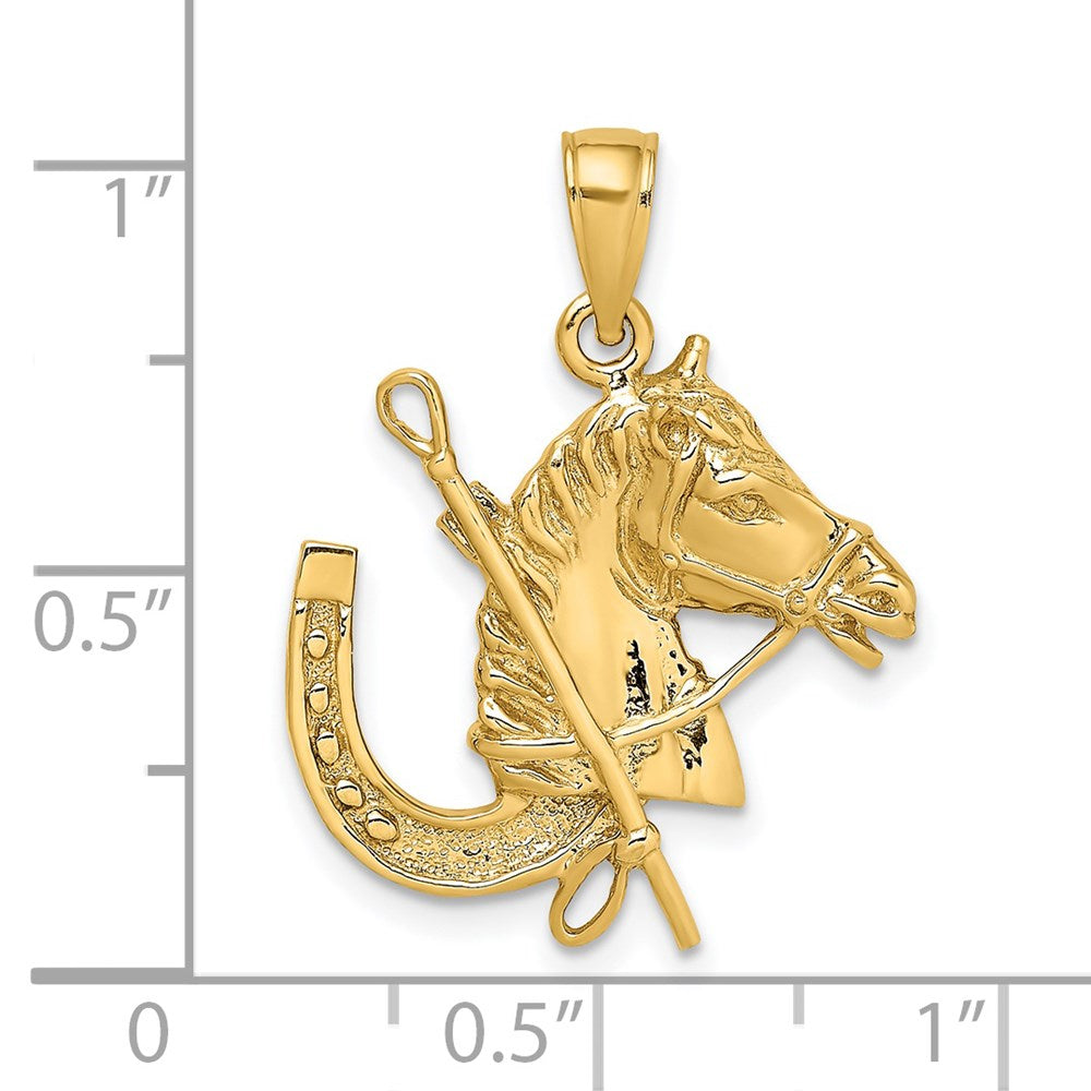 14K Horse Head w/ Shoe and Crop Charm