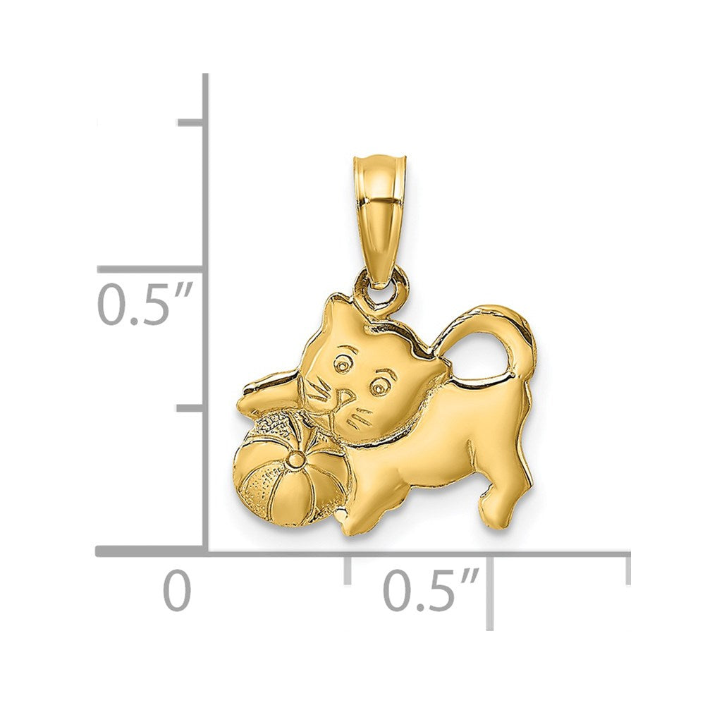 14K 3-D Polished Kitten Charm