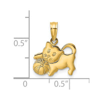 14K 3-D Polished Kitten Charm
