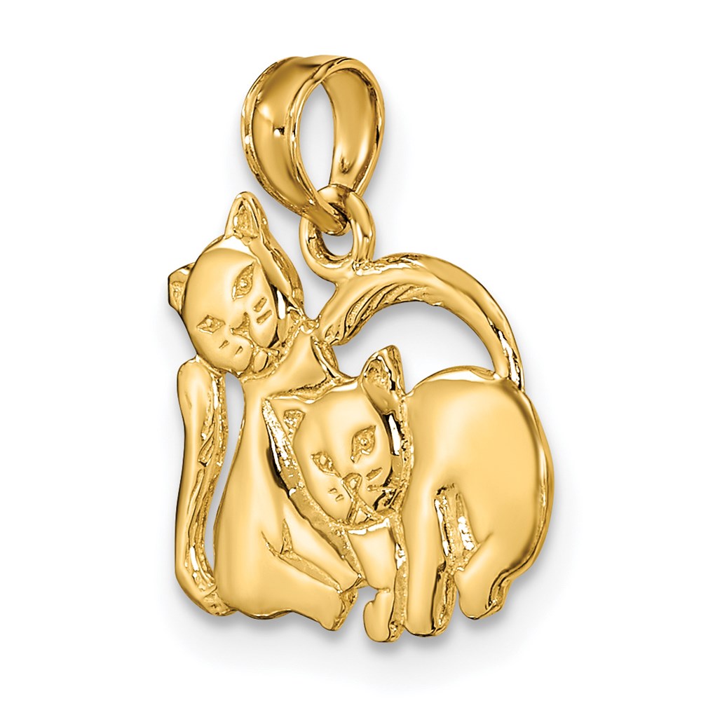 14K 3-D Polished Two Kittens Charm
