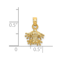 14K 3-D Textured Mini Frog Facing Down Charm