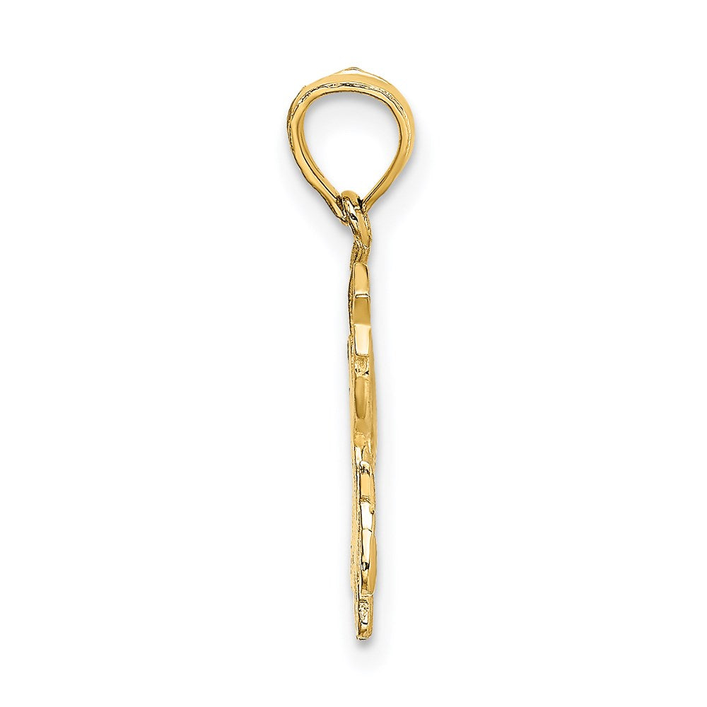 14K Angel Holding a Star on a Half Moon Charm