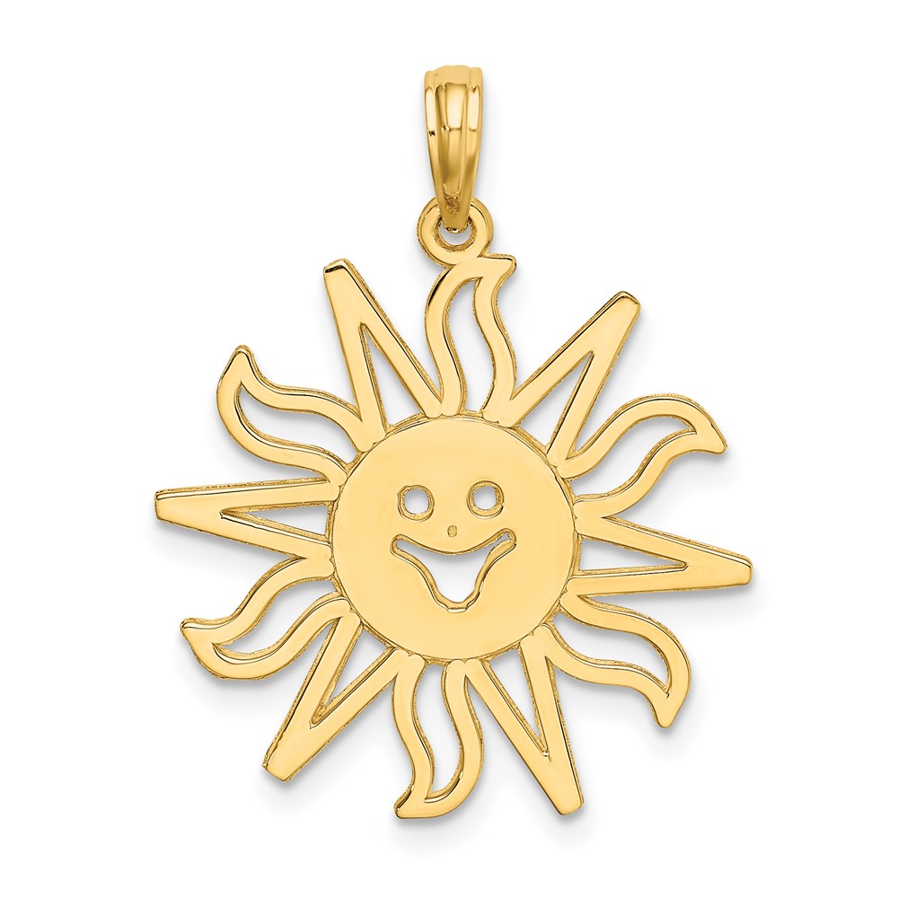 14K Cut-out Smiling Sun Charm