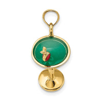 14K 3-D Green Enamel  Martini w/Cherry Charm
