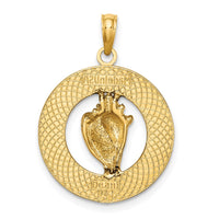 14K ANTIGUA, WI Circle w/ Enamel Conch Shell Charm