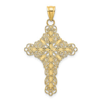 14K Green Enamel Filigree Cross Charm