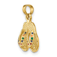 14k  3D W/ Multi-Color Enamel Double Flip-Flop Charm