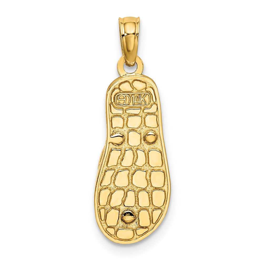 14K 3D Enamel Shell On Red Checkered Flip-Flop Charm
