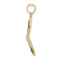 14K 3-D and Beveled W/Green Enamel Masquerade Mask Pendant