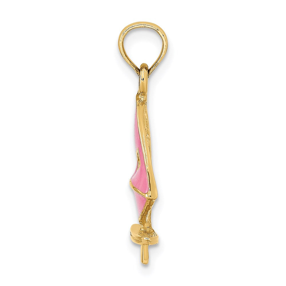 14K Pink Enameled Windsail Surf Board Charm