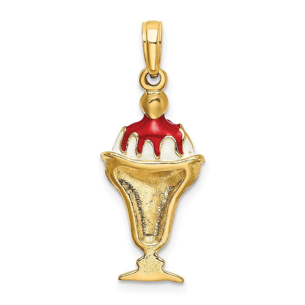 14K Chocolate Ice Cream Sundae W/Cherry Top Charm